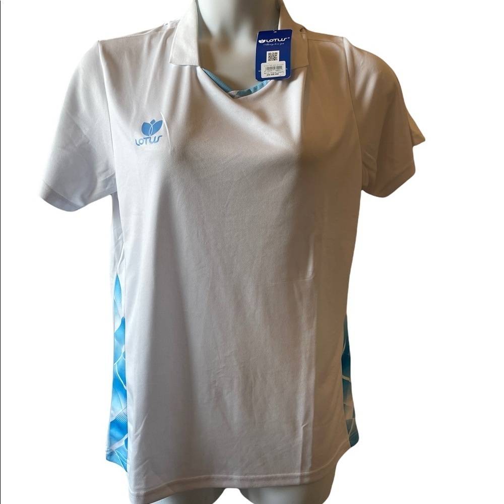 Lotus Active Wear white with blue trim. Size XXXL